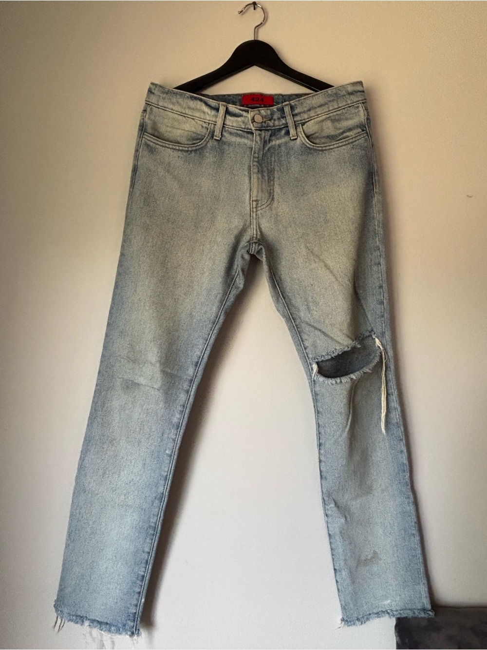 Men's Skinny Light Blue Ripped Jeans - Classic Slim Fit
